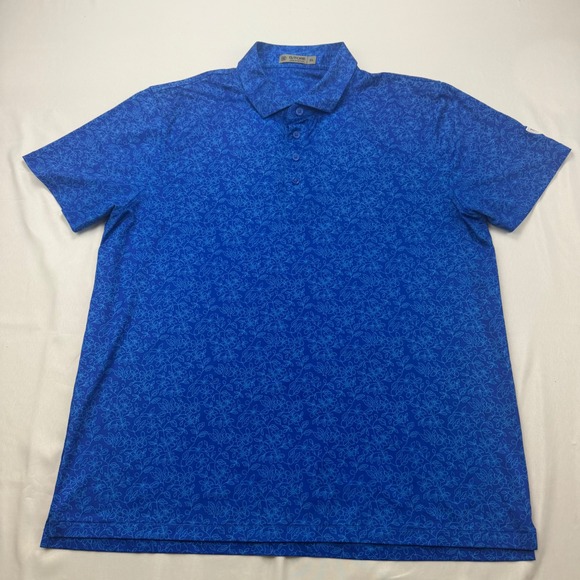 G Other - G/FORE‎ Polo Shirt Mens XL Blue Floral Print Performance Golf Short Sleeve